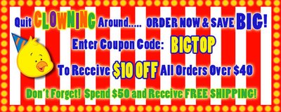 Use coupon code BIGTOP to get $10 off $40 orders
