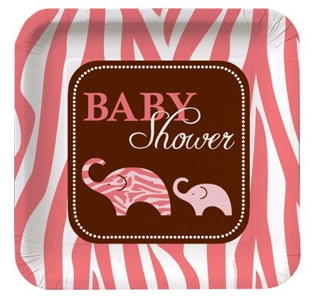 Pink Baby Safari Shower Lunch Plates