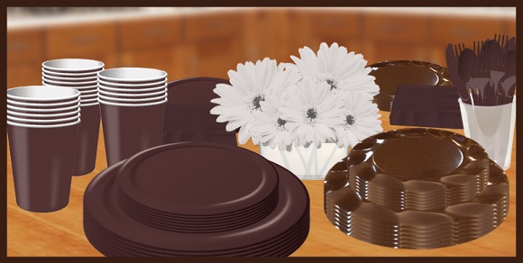 Brown chocolate tableware