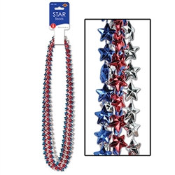 Red Silver and Blue Star Beads