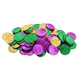 Green, Gold, and Purple Mardi Gras Coins (100/pkg)