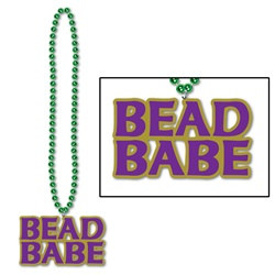 Green Beads with Bead Babe Medallion