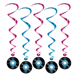 Rock and Roll Record Whirls - Create a fabulous rock and roll atmosphere while coordinating with the rest of your musical themed party. 