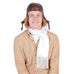 You'll be flying high when you arrive in this vintage look Aviator Hat & Scarf Set