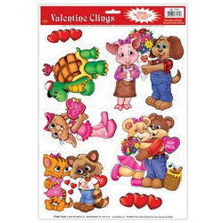 Cuddly Critter Valentine Clings (6/sheet)