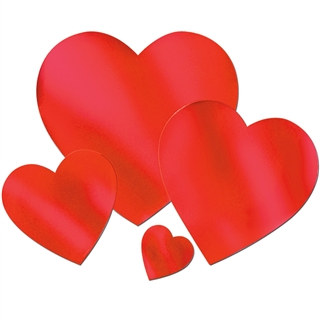 Red Foil Heart Cutouts (Select Size)