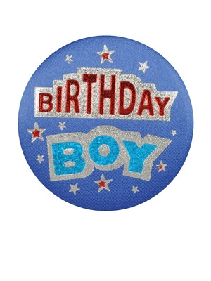 Blue Birthday Boy Satin Button