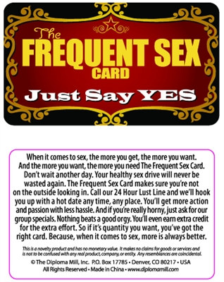 The Frequent Sex Card Pocket Card