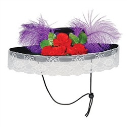 Felt Catrina Hat with flower, plume and lace embellishments