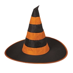 Nylon Witch Hat Black and Orange 