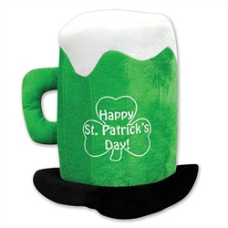 Plush St Patricks Day Beer Mug Hat