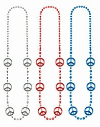 Red, Silver and Blue Peace Symbol Beads