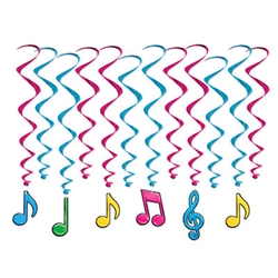 Neon Musical Notes Whirls