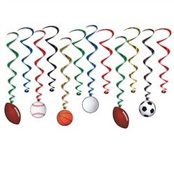 Sports Whirls - 12 per package, 6 with danglers.