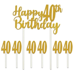Happy "40th" Birthday Cake Topper