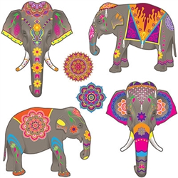 Elephant Cutouts with Eastrn style decoration