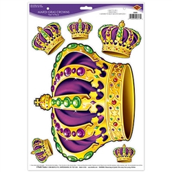 Mardi Gras Crowns Peel 'N Place - 6 per sheet, 1 sheet per package