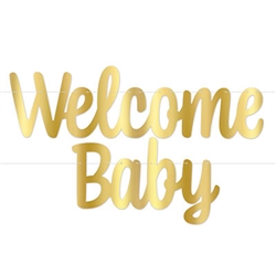 Foil Welcome Baby Streamer - Gold