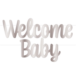 Foil Welcome Baby Streamer - Silver