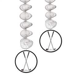 Add interest, sparkle, shine and movement to your golf themed party or event with these Golf Club Danglers. Easy to hang and reusable with care, each package comes with 2 danglers. 