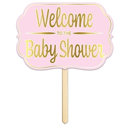 Foil Welcome To The Baby Shower Yard Sign (Pink)