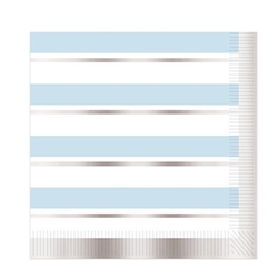 Add class and color to your celebration with these Striped Luncheon Napkins in Blue and White.  Each package contains 16 two-ply napkins.  Napkins measure 12.88 x 12.88 inches.  Please Note: Napkins are not microwave safe.