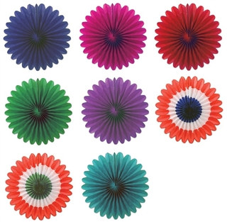 Mini Tissue Fans (Choose Color) - Pack of 6