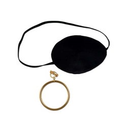 Deluxe Pirate Eye Patch w/Plastick Gold Earring