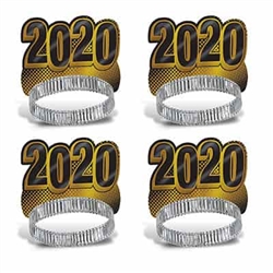 Here's a great way to get all of your guests in the New Year's mood! They'll be smiling as they countdown to the New Year when they're wearing these fun Gold New Year 2020 Tiaras. Sold 50 per package, you'll have enough for nearly any size party. 