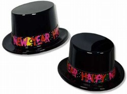 Black Plastic New Year Topper Hats
