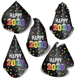 Top off your New Year's celebration with this fun and inexpensive 2020 Midnight Hat Assortment.  Sold 50 per package. Assorted styles as pictured.  One size fits most.  