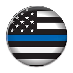 Show your support for those who serve and protect with this 2 in diameter Law Enforcement Button.  Includes standard safety pin mount.  Please Note: Not intended for children under age 14.