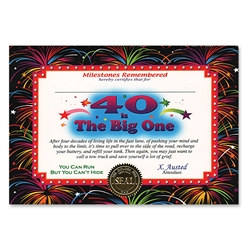 40 Is The Big One Award Cerfificates