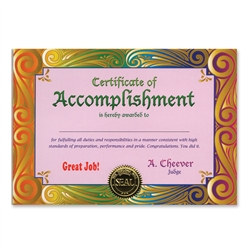 Certificate Of Accomplishment Award Certificates