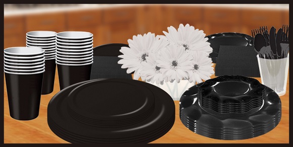 Black Solid Color Tableware