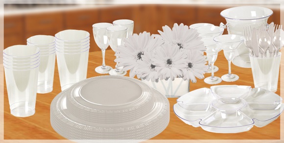 Clear plastic tableware
