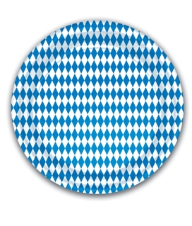 This Oktoberfest Paper Plate in blue and white harlequin pattern is just one of the many tableware selections available from PartyCheap.