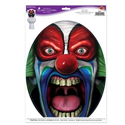 You're gues willbe glad they're in the bathroom when they see this Under The Lid Scary Clown Peel 'N Place