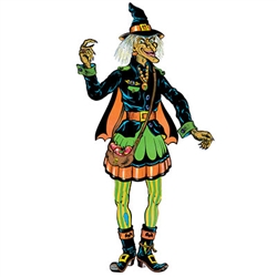 Celebrate Halloween with a blast from the past when you add this Vintage Halloween Jointed Witch to your decorations! &nbsp;Recreated from the original artwork released in 1976, this fully jointed cut-out is a classic! &nbsp;The witch stands 4.75' tall and is printed one side on high quality cardstock.