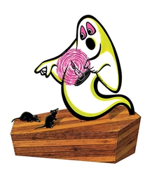 Vintage Halloween 3-D Spooky Centerpiece - Circa 1975, this fun centerpiece features a ghost, a coffin two rats.