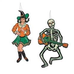 Get your vintage groove on withe these classic Vintage Halloween Jointed GoGo Dancers. Reproduced from the original 1966 designs. Each package includes one 14.5" tall jointed GoGo Witch and one 14" tall jointed GoGo Skeleton. Completely assembled!