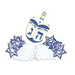 Add color and interest to your table settings as you celebrate Hanukkah. These classic centerpieces are completely assemble, printed two sides and measure 7.75 inches when open full round. Reusable with care. 