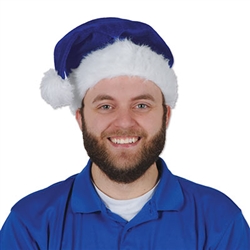 Nothing says Santa like a Santa hat, now you can say it in style with this Blue Velvet Santa Hat with Plush Trim.  You'll look great for Instagram!  One size fits most adults (approximately 7.5" diameter)