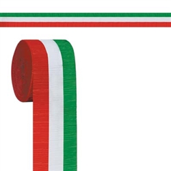 red, white and green crepe streamer