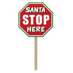 Plastic Santa Stop Here Yard Sign