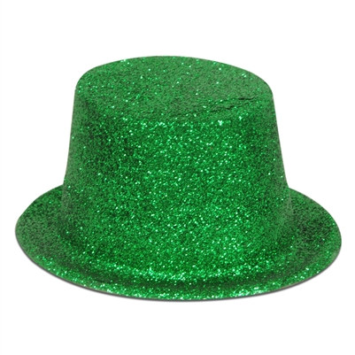 Green Glittered Plastic Top Hat