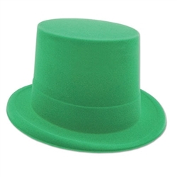 Green Velour Topper - This classic hat is just the thing for adding that finishing touch to your St. Patrick's Day, Mardi Gras or Halloween costume. You're sure to look great on Instagram and Facebook when you're sporting this stylish hat! 