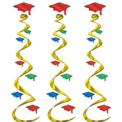 Multi-Color Graduation Cap Whirls (3/Pkg)