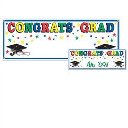 Congrats Grad Sign Banner - 5 Foot Customizable