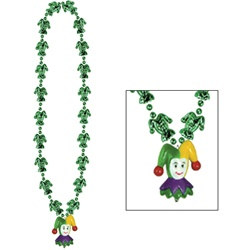 Mardi Gras Jester Beads with Jester Medallion